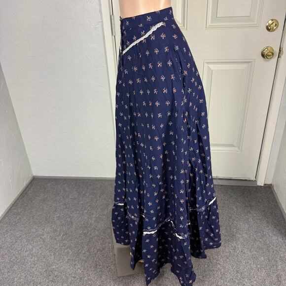 Vintage 70s Gunne Sax Womens Skirt 7 Floral Cottagecore Maxi Prairie Boho L3-7 - Picture 3 of 7